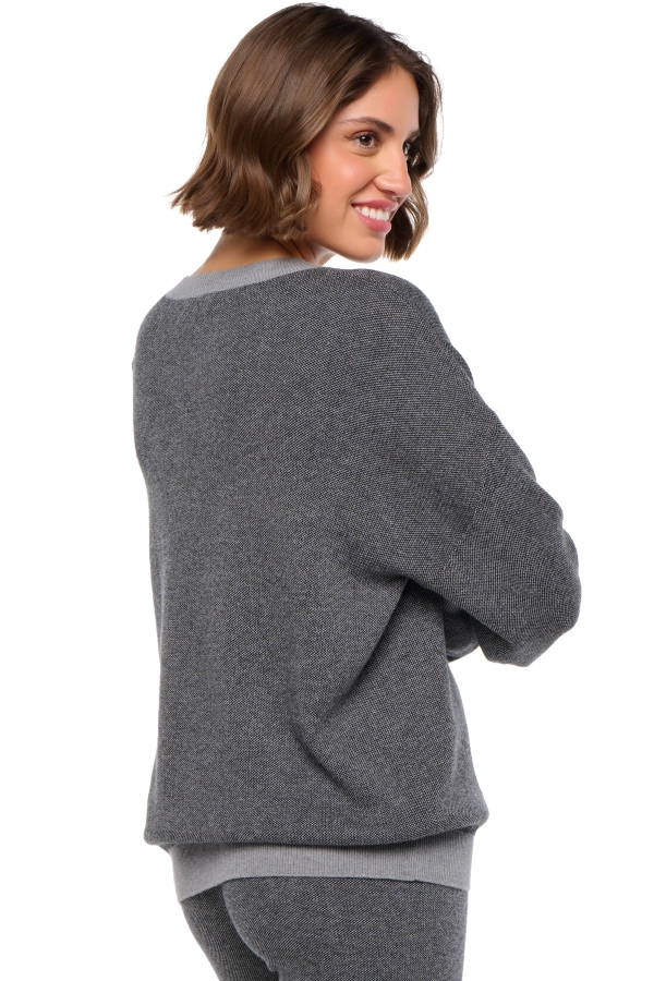 Katoen & Kasjmier dames kasjmier pullover met ronde hals stormie black grey marl l